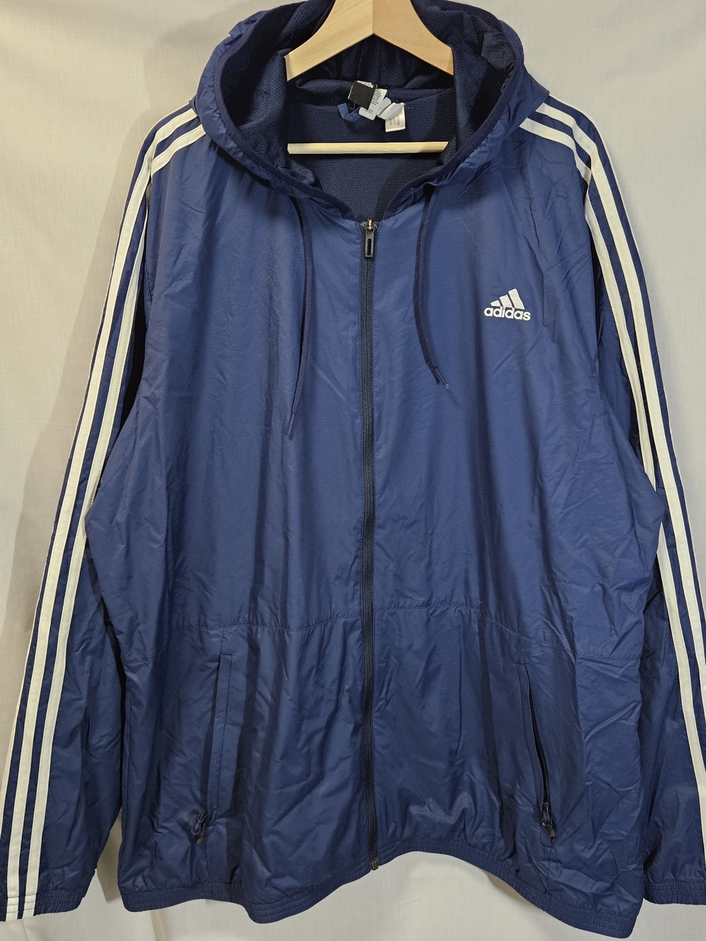 Vintage Adidas Men’s Navy Hooded Track Jacket Y2k sz 2XL